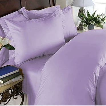 Fitted Sheet Lavender Solid Pure Cotton Super Soft 1-Piece Fitted Sheet with 16 Inch Pocket Fitted Sheet 450TC (King, Lavender)
