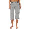thumbnail image 1 of Diufon Women's Cotton Cargo Pants Pockets Color Block 3/4 Sweatpants Elastic Waist Drawstring Lounge Pants, 1 of 6