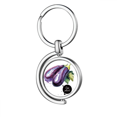 thumbnail image 1 of Eggplant Vegetable Tasty Healthy Watercolor Rotating Keychain Metal Keyring Holder, 1 of 2