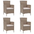 thumbnail image 1 of vidaXL Garden Chairs with Cushions 4 pcs Poly Rattan Beige, 1 of 5