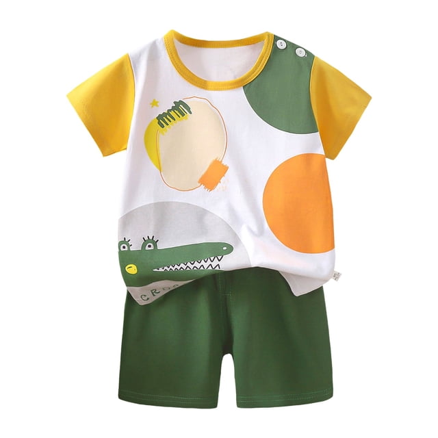 BOBOGOJP Boys Summer Outfits Cotton Stripe Family Short Set Matching Outfits 2 Piece Set
