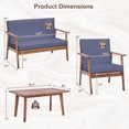 thumbnail image 3 of Costway 8 PCS Patio Conversation Set Acacia Wood Sofa Coffee Table with Cushioned Seat Grey, 3 of 9