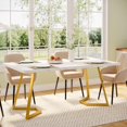 thumbnail image 1 of Tribesigns Modern Dining Table, 55 inches Dinner Table for 4 People, White Faux Marble Small Kitchen Table with Gold Metal Legs, 1 of 6