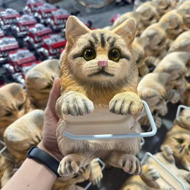 ZZkhGO Cat Toilet Paper Holder, Cute Wall Mounted Resin Paper Roll Stand, Bathroom Decor for Pet Lovers Gift