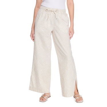 Pantalon à jambe large en mélange de lin George pour femmes