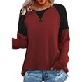 thumbnail image 2 of Pompotops Mode Femmes Été T-Shirt Manches Longues Patchwork Top Chemisier, 2 of 6