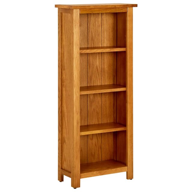 vidaXL 4-Tier Wooden Adult Bookcase - 45x22x110 cm - Solid Oak Wood