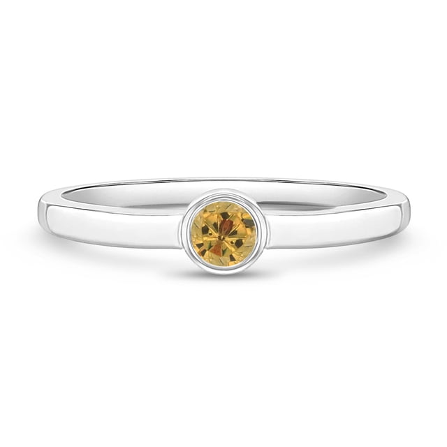 925 Sterling Silver Simulated Citrine Birthstone CZ Ring For Toddler Size 2