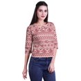 thumbnail image 2 of Moomaya Printed Keyhole Neck Ring Top Casual 3/4th Sleeve Tees Tank Tunic Top, 2 of 5