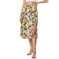 thumbnail image 1 of INSPIRE CHIC Jupe Trapèze à Fleurs pour Femme, Taille Haute, Ourlet Fendu, 1 of 5