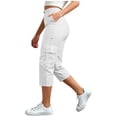 thumbnail image 3 of Mifsaly Pantalon Cargo Court Grande Taille pour Femmes, Capris Utilitaires Taille Haute avec Multiples Poches, Décontracté d'Été, Léger, Pantalon de Randonnée Extérieur, 3 of 7