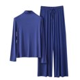 thumbnail image 2 of Weiqiqre Pyjamas pour Femmes Pyjamas Rafraîchissants Ensembles d'Été Assortis Manches Courtes Ensemble de Détente Femmes, 2 of 3
