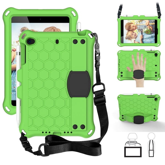 For ipad mini 1 2 3 4 5 case with strap EVA materials tablet cover Bracket function for ipad mini case for kids Green Ipad mini 1 2 3 4 5