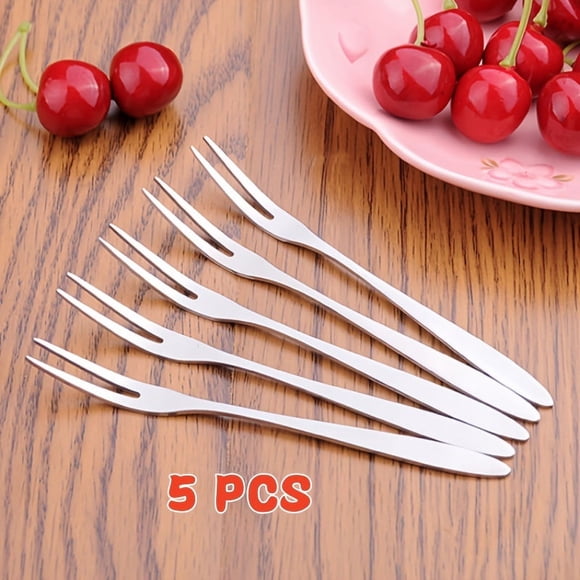 5/20pcs Stainless Steel Fruit Fork Tasting Appetizer Fork Set Mini Cake Fork For Picnic Camping Dessert Fork Halloween Christmas Wedding Birthday Party Supplies