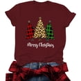 thumbnail image 1 of Jsaierl T-Shirts de Noël pour Femmes Mignons à Imprimé d'Arbre de Noël T-Shirts Décontractés à Col Rond Tunique Tenues de Festival Manches Courtes Hauts Cadeaux, 1 of 3