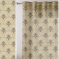 thumbnail image 1 of Vargottam Beige Geometric Design Sheer Georgette Curtains for French Doors & Balcony - 2 Panels, 96" Long, Light Filtering, Grommet Top Printed Drapes for Living Room or Lounge, 1 of 9
