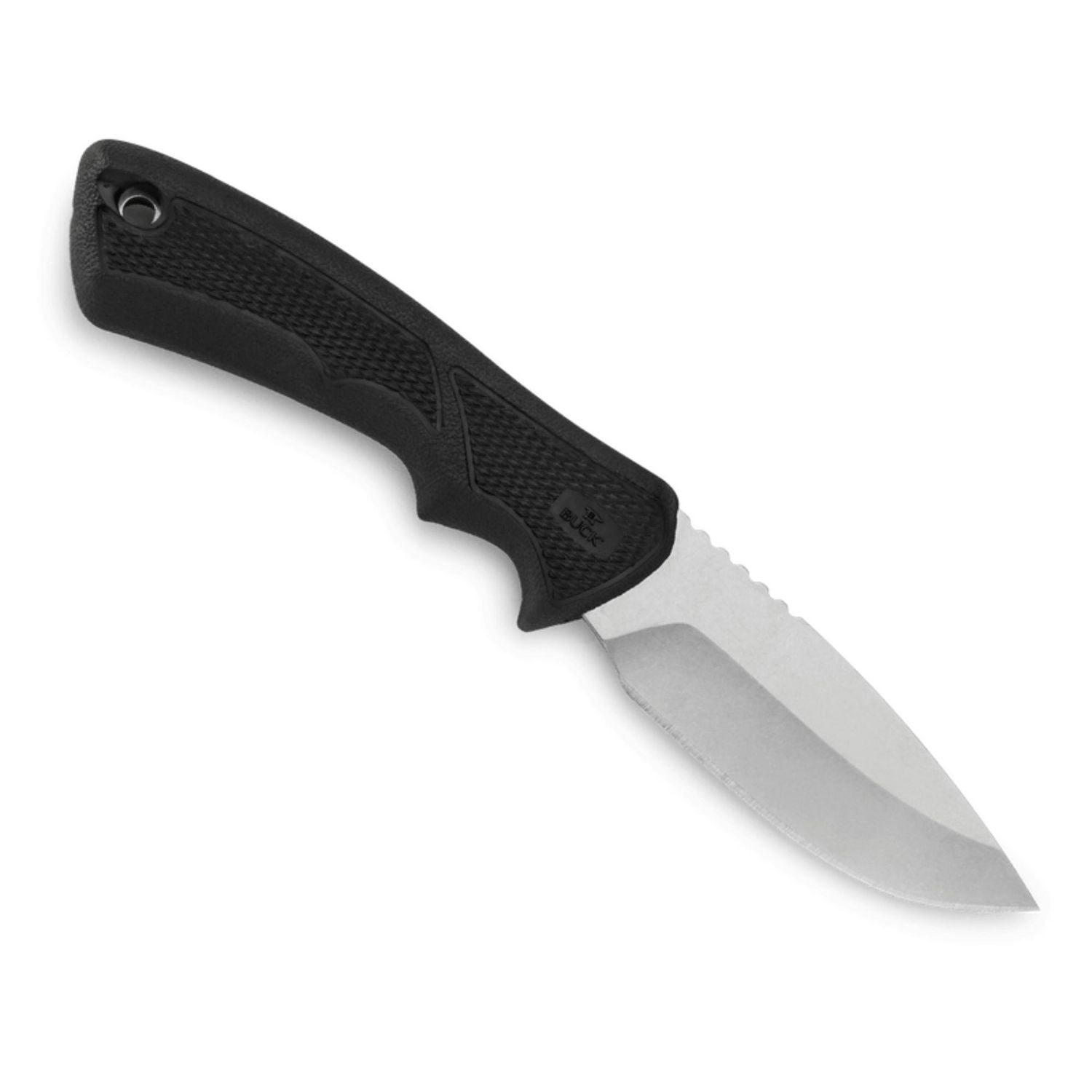 Petit couteau 684 BuckLite Max II – Lame à pointe tombante en acier 420HC, manche en caoutchouc Dynaflex®, gaine en polyester robuste – 0684BKS-B, noir, fabriqué aux États-Unis