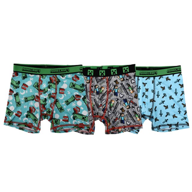 Ensemble de Boxeurs Imprimés Jeu Vidéo Minecraft pour Garçons, Lot de 3, Bleu, 6