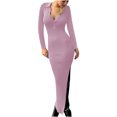 thumbnail image 2 of Gspmoly Robe pour Femmes, Robe Polyvalente pour Femmes à Col Rabattu, Couleur Unie, Mode, Ajustée, à Découpes, Robes d'Été pour Femmes jusqu'à 60 % de Rabais, 2 of 8