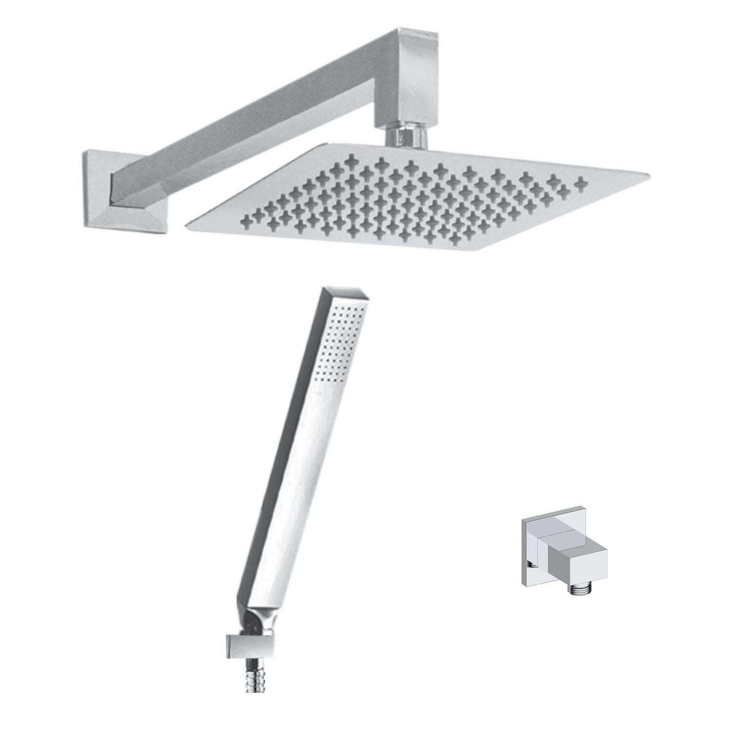 The akuaplus® ELENA shower faucet set with pressure balance cartridge and 2-way diverter plus 1, a adjustable combo system with hand shower with pommeau and brass elbow.