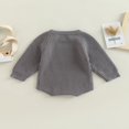 thumbnail image 4 of Infant Baby Knitting Jumpsuit  Solid Color Ribbed Long Sleeve Crew Neck Button Closure Romper for Boys Girls, 4 of 7