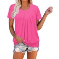 thumbnail image 1 of Erwazi T-shirt d'Été à Manches Courtes pour Femmes, Col Rond, devant Plissé, T-Shirt Décontracté, 1 of 7