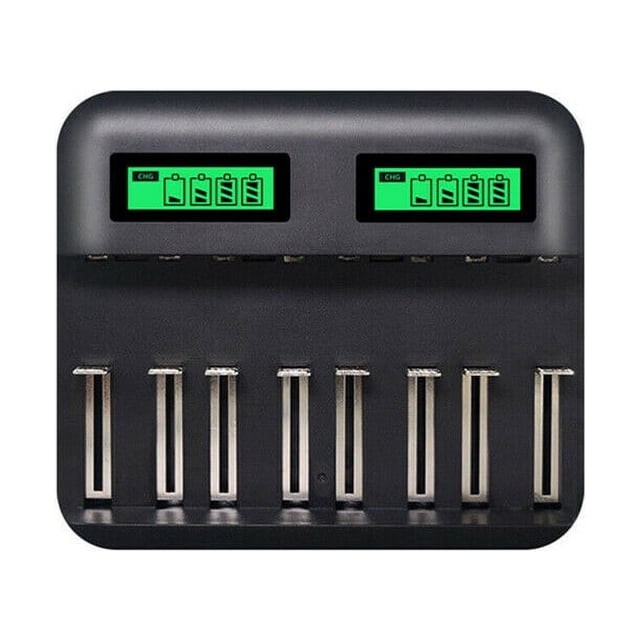 ADVEN Chargeur de Pile Intelligent à 8 Fentes pour Piles Rechargeables Aa Aaa C D