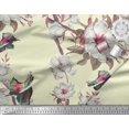 thumbnail image 2 of Soimoi Yellow polyester Crepe Fabric Floral & Bird Fabric Prints By Yard 52 Inch Wide, 2 of 3