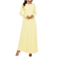 thumbnail image 3 of AherBiu Robe Maxi à Manches Longues pour Femmes, Col Ras du Cou, T-Shirt Basique, Décontractée, Ample, Grande, 3 of 6