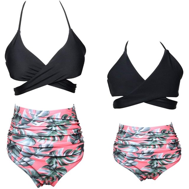 Girls Swimsuit High Waisted Two Pieces Bikini Set Swimwear Bathing Suits