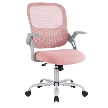 edx Ergonomic Office Desk Chair, Mesh Cover with Flip up Arms, Lumbar Support for Home Office, Pink