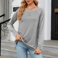 thumbnail image 2 of Timegard Hauts pour Femmes à Rayures Col Rond Manches Longues T-Shirts Basiques Automne Décontractés Amples Confortables Hauts, 2 of 5