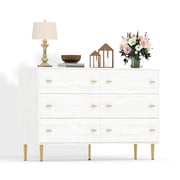 Vintage Farmhouse 6 Drawer Dresser – 47.2-Inch Wide Rustic Storage Chest with Bar Handles, Spacious Drawers and Antique White Finish for Bedroom, Living Room and Hallway