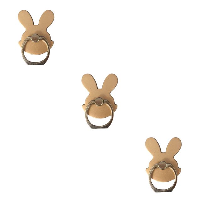 braveheart Cute Rabbit Aluminum Alloy Phone Stand Tablets Hand Grip Kickstand Mount Holder gold 3Set