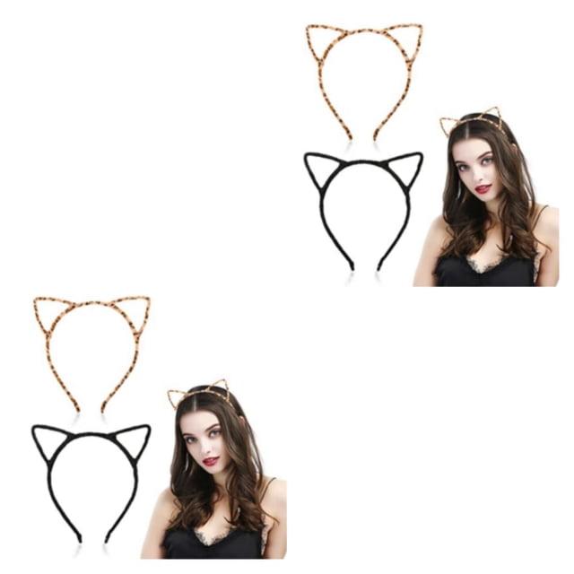 maskred 2pcs/set Stylish And Serviceable Leopard Kitty Hair Hoops For Daily Cute And Stylish Hoops For Girls 2Set