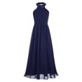 thumbnail image 3 of renvena Robe de Demoiselle d'Honneur pour Fille, Enfants, Dos Nu, Sans Manches, en Mousseline, Robe de Fête, Mariage, Bleu Marine, 8, 3 of 7