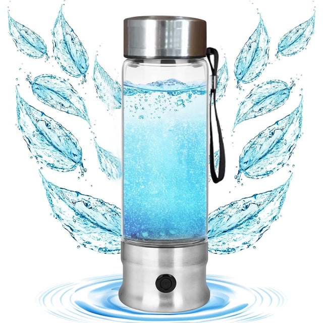FHBVT Portable Hydrogen Water Generator Rechargeable Glass Bottle Hydrogen Water Technology USB Powered for Health Benefits Enhances Immunity Boosts Energy High Hydrogen Concentration Up 1500 ppb