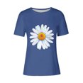 thumbnail image 4 of BVOFAR Hauts pour Femmes Été Tendance T-Shirts Graphiques Marguerite Décontractés Coupe Ample Blouses Col Rond Manches Courtes Chemises 2025, 4 of 4