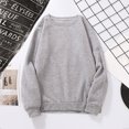 thumbnail image 2 of Blouse Chandail à Manches Longues pour Femmes, Couleur Unie, Coupe Ample, Col Rond, 2 of 9