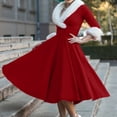 thumbnail image 2 of Penkiiy Robes de Noël pour Femmes Élégantes à Manches Longues Duveteuses à Col en V Imprimé Arbre de Noël à Carreaux Robe Grande Taille Formelle Vacances S Rouge, 2 of 7