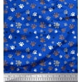 thumbnail image 1 of Soimoi Blue Silk Fabric Paw Dog Print Fabric by Yard 42 Inch Wide, 1 of 3