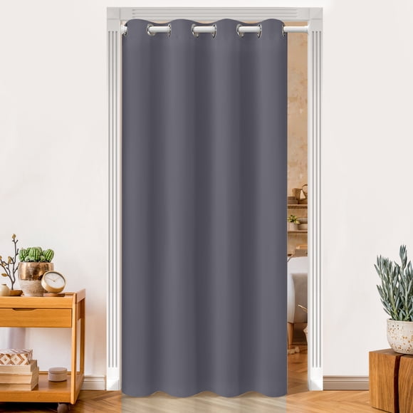 Sumhomie Blackout Doorway Curtain, Privacy Door Curtain Room Divider Closet Curtain Thermal Insulated Accordion Door Curtain, 1 Panel, 52" x 80", Gray