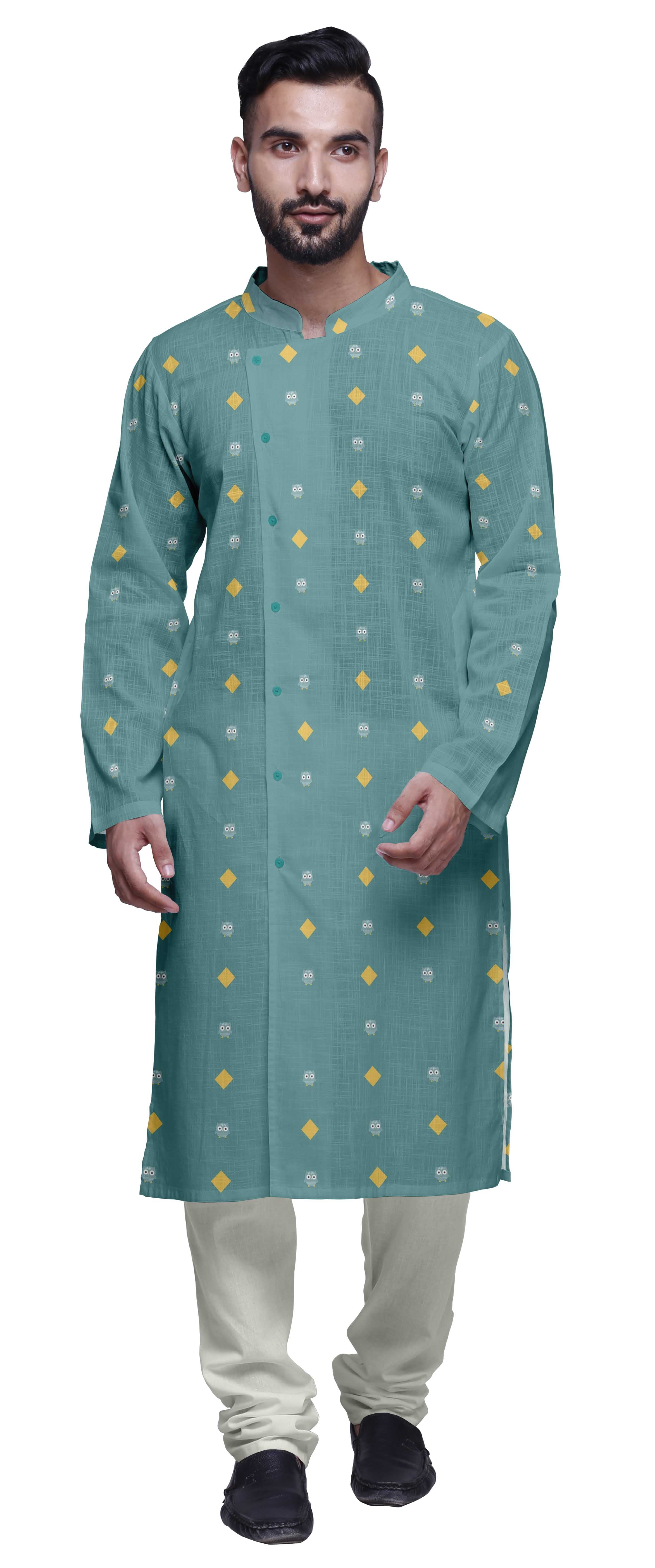 Atasi Kurta Imprimé de Designer pour Garçons Ensemble Kurta Pyjama Décontracté Vêtements Ethniques d'Été