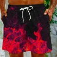 thumbnail image 2 of Penkiiy Shorts de Carnaval, Shorts de Basketball pour Hommes Décontractés d'Entraînement Athlétiques, Shorts en Maille à Imprimé Graphique de Flammes, Short de Course 2TG Rouge, 2 of 9