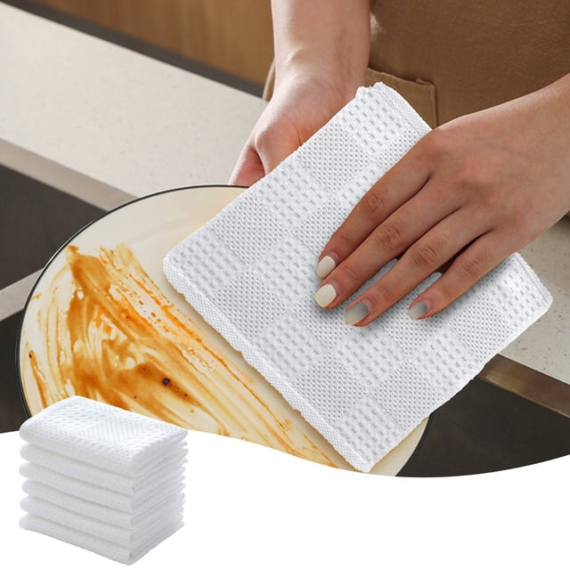 Vrorvz Premium Cotton Dishcloth Set for Kitchen and Cleaning Tasks Absorbent and Soft Suit for Household Glass Cleaning and Commercial Use Long Lasting Easy to Clean Not Fade Pack of 6