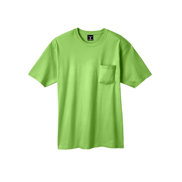 Hanes Beefy-T Men`s Pocket T-Shirt, S, Lime