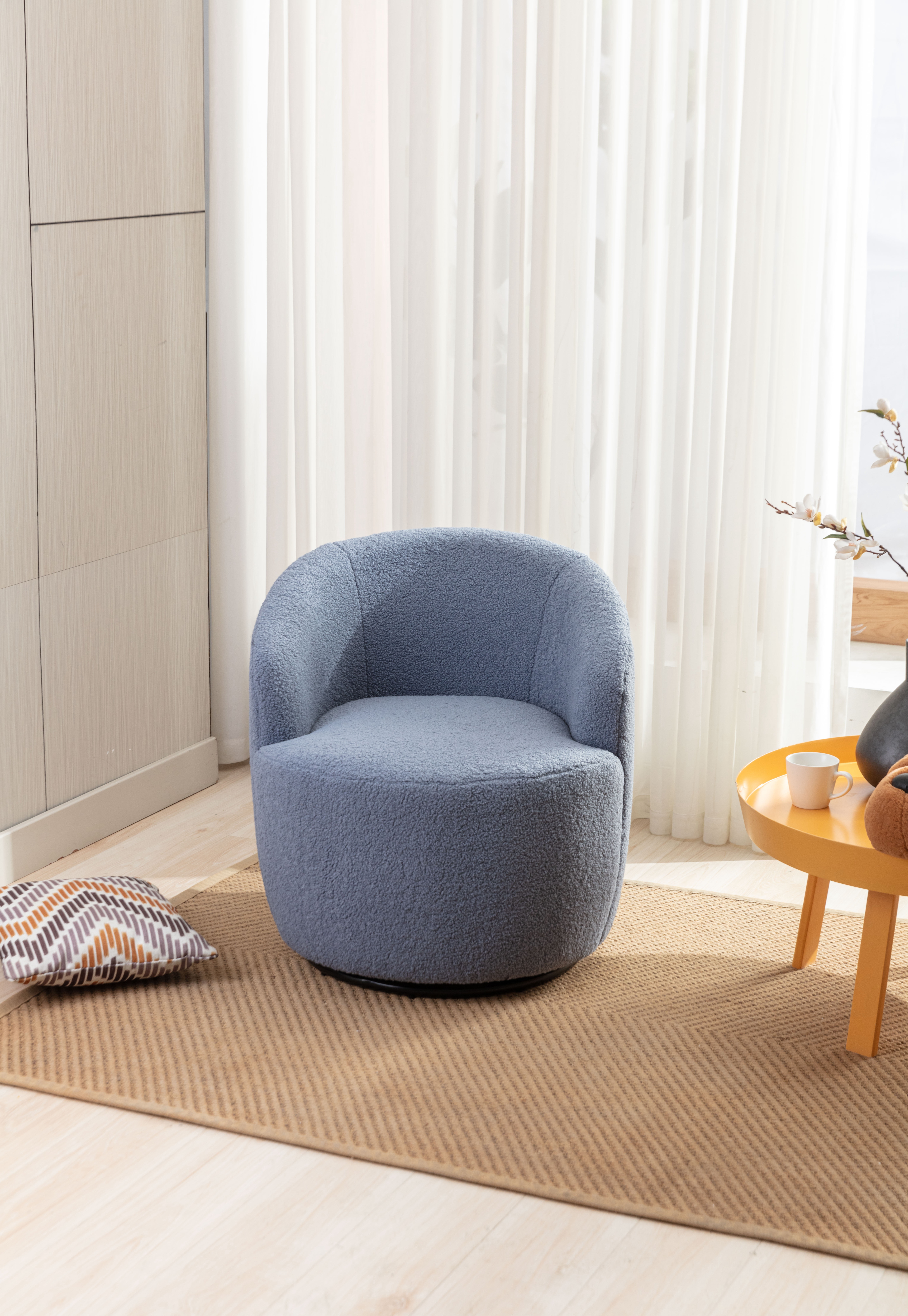 KOSSMAI Soft Upholstered Teddy Fabric Swivel Accent Chair For Living Room, Bedroom, Study Room