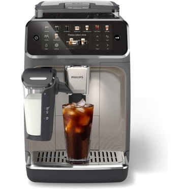 PHILIPS Série 5500 Machine à Espresso Entièrement Automatique, Système à Lait LatteGo, Broyeur Intégré, 20 Préréglages de Café Chaud et Glacé, Démarrage Rapide, Infusion Silencieuse, Pression de 15 Bars, Chromé Gris (EP5544/90)