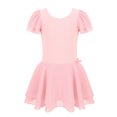 thumbnail image 2 of Oyolan Robe Tutu à Manches Courtes à Volants pour Filles, Vêtements de Danse Ballet Basiques Rose 7-8, 2 of 7