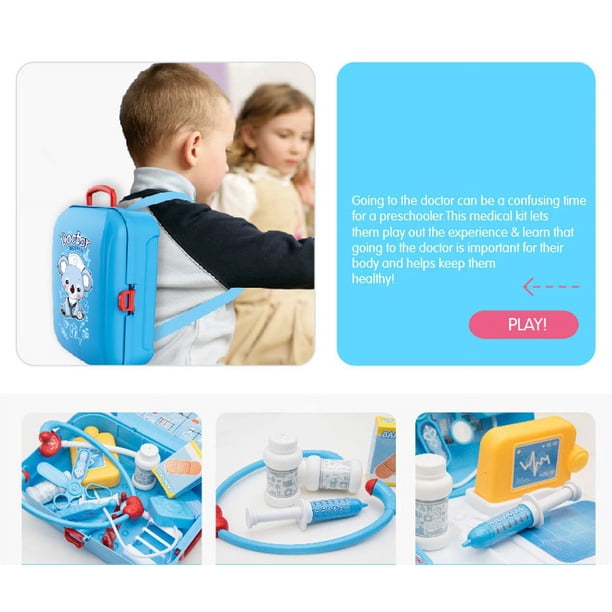 Kit de médecin en bois pour enfants - Lot de 6 rouleaux de dentistes en bois - Jouet éducatif - Jouet éducatif pour enfants garçons et filles